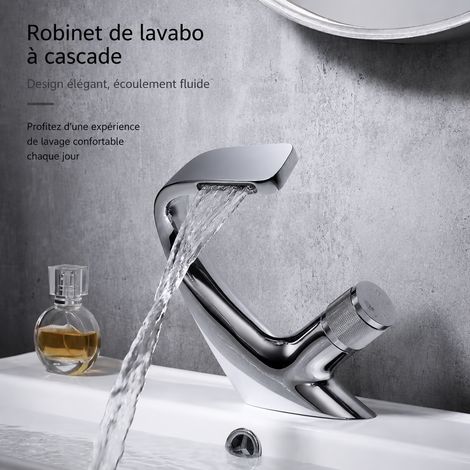 Robinet mitigeur lavabo cascade en cuivre chromé bec courbé en C réf 3270 1 × 2 × 3 cm 1 g – Livraison gratuite