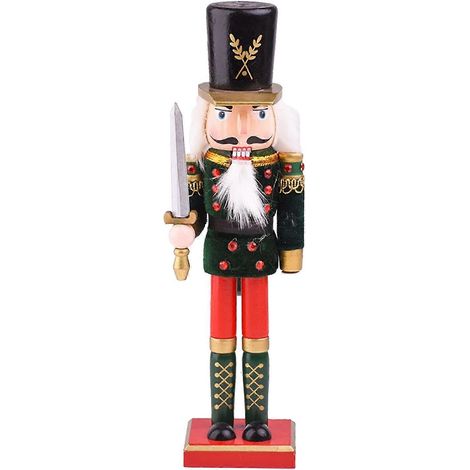 Nussknacker-Figur, exquisite weihnachtliche Nussknacker-Holzfigur für Weinschrank oder Schreibtisch, grün