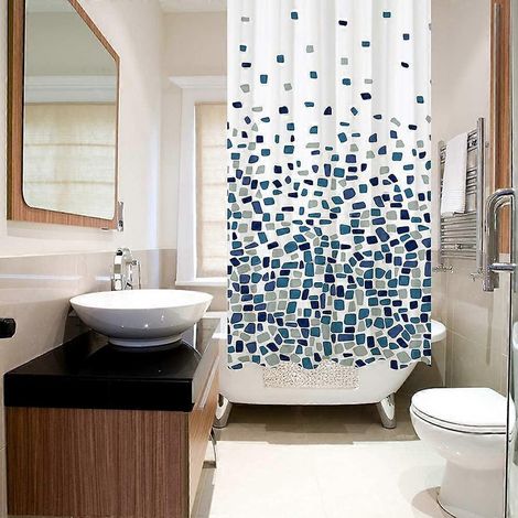 Rideau de douche 180x180 cm imperméable bleu résistant (1/5)