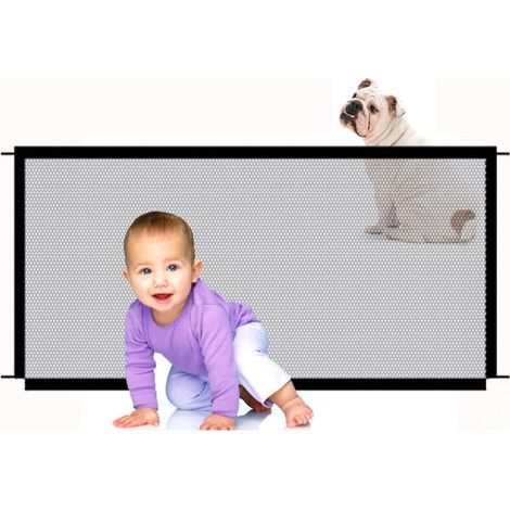 Barrière extensible pour chiens, porte bébé sécurité animaux, filet isolation large, barrière rétractable pour animaux, passage magique intérieur (1/4)
