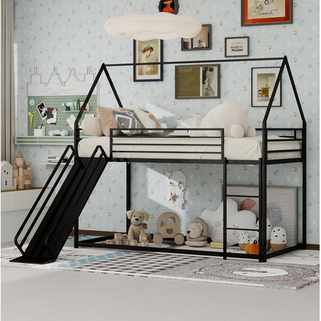 lit chambre couchage 90x190 fer noir escalier HAVRYA (1/5)