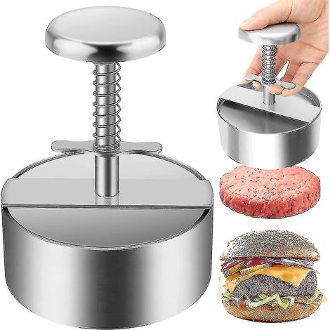 Presse à hamburgers Homemiyn, presse à hamburgers haut de gamme en acier inoxydable, machine à steaks hachés réglable (1/4)