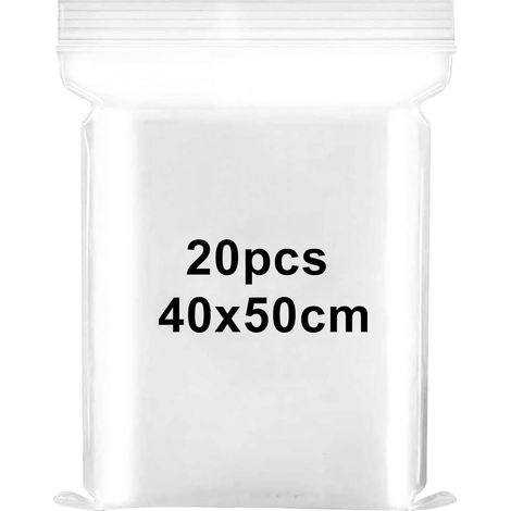 Sachet Zippe Transparent 40x50cm - Lot de 20 - Polyethylene - Fermeture Etanche - Rangement Vetements et Bijoux (1/5)