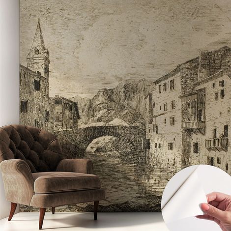Papier peint autocollant adhésif avec imprimé motifs uniques apparence moderne Panorama urbain 250x250 cm (1/5)