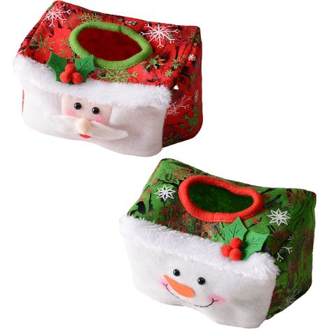 caja de pañuelos con temática de Papá Noel, diseño decorativo, acabado fino, para la decoración navideña del hogar. (1/5)