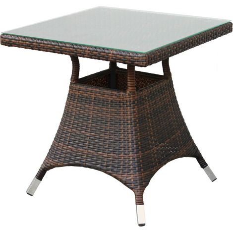 Quadratisch im Freien mit Aluminiumstruktur mit Korb- und Top -Glaskreuz -Oberseite bedeckt - 70x70 cm