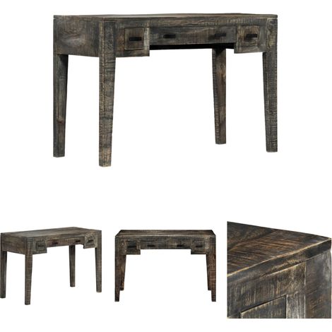Holzschreibtisch - vidaXL Schreibtisch Schwarz 110×50×75 cm Massivholz Mango - Schreibtisch für Büro (1/5)