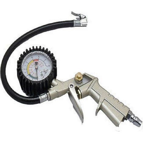 PISTOLA COMPRESSORE PER GONFIAGGIO PNEUMATICI CON MANOMETRO GOMME AUTO RUOLOTTE
