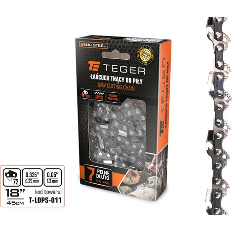 Cadena de sierra, 18" (45 cm) / 0,325" 1,3 mm 72 og /cincel completo/, Teger (1/2)