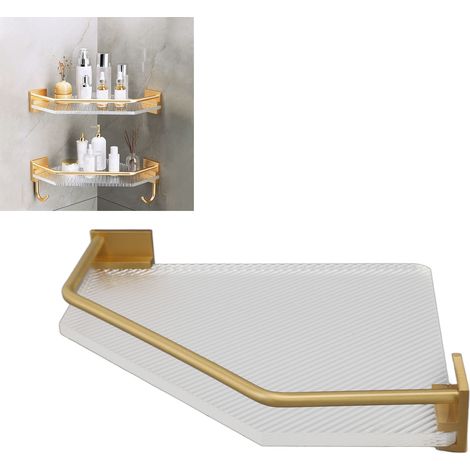 Dreieckiges Ablagefach ohne Bohren für Bad, Küche und Toilette selbstklebende Wandmontage aus Acryl ohne Haken. (1/5)
