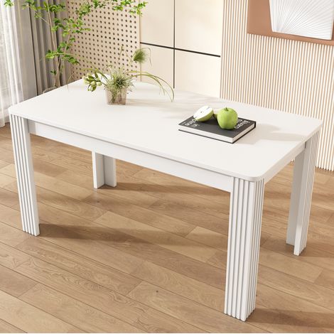 Table repas rectangulaire bois blanc plateau 130 kg OKMYHOME (1/5)