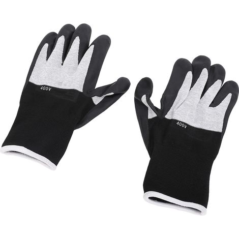 Gants de travail isolés (1 paire) résistants à une tension de 400 V, paume en caoutchouc, en nylon ignifugé, pour électricien (1/5)