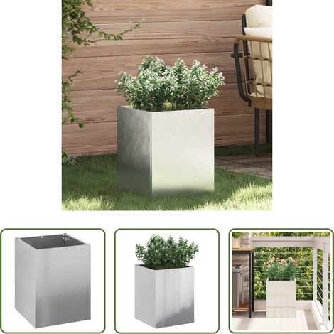 Pot extérieur - Cache-pot de jardin Acier galvanisé 32 x 32 x 40 cm (1/5)