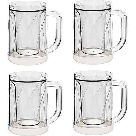 Lot de 4 chopes à bière glacées à double paroi pour congélateur, avec gel givré. (1/5)