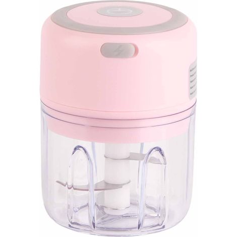 Mini hachoir à ail, lame en acier inoxydable de qualité alimentaire, puissant, rechargeable par USB, presse-ail électrique 250 ml (8,6 x 5,1 x 7,1 cm), rose (1/5)