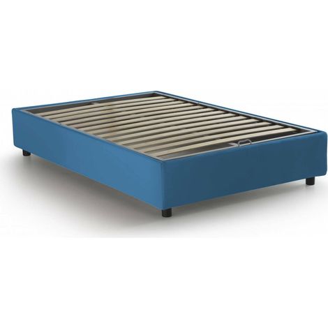 Talamo Italia - Letto matrimoniale Alaska, Letto contenitore con rivestimento in tessuto, 100% Made in Italy, Apertura frontale, adatto per materasso Cm 160x200, Blu
