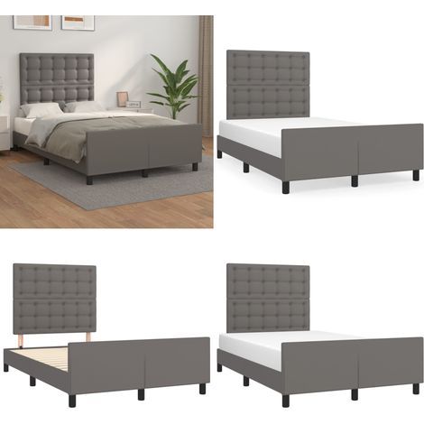 Bettgestell ohne Matratze Grau 120x190 cm Kunstleder - Bettes Gestell - Holzbettfundament - Lattenrost - Doppelbett - Boxspringbett - Home & Living (1/5)