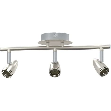 Spot de plafond nickelé, dimensions : 36,5 x 10 x 12,5 cm, matériau métallique. (1/5)