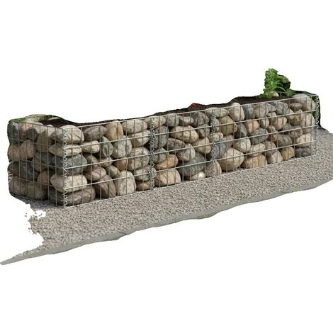 Jardinera de gaviones, acero galvanizado, diseño alto, color plata. (1/2)