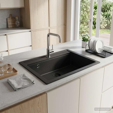 Lavello cucina vasca singola Granito 60 x 51 x 30.5 cm Grafite vidaXL (1/5)