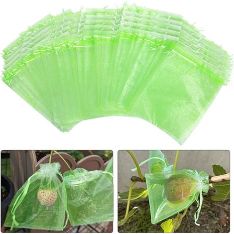 100 Sac Protection Fruits Sacs Filets Protection des Grappes de Raisins Contre Les Oiseaux et Insectes Guêpes Frelons 10x15cm (1/5)