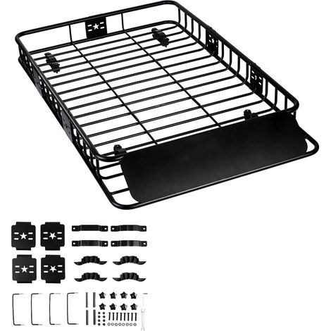 Panier de toit en acier robuste, 162,6 x 99,1 x 15,2 cm, capacité 90,7 kg, avec extension, pour SUV et camion. (1/5)