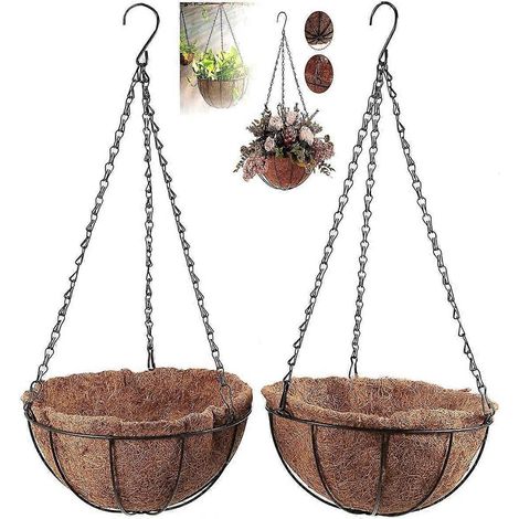 Lot de 2 pots suspendus décoratifs en fibre de coco pour plantes d'intérieur (1/5)