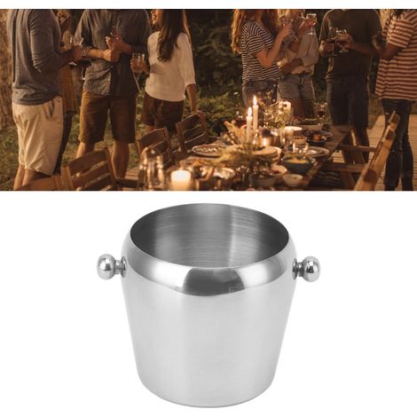 Seau à glace, seau à champagne, glaçons, mini seau à glace argenté uni, petit format 1L (1/5)