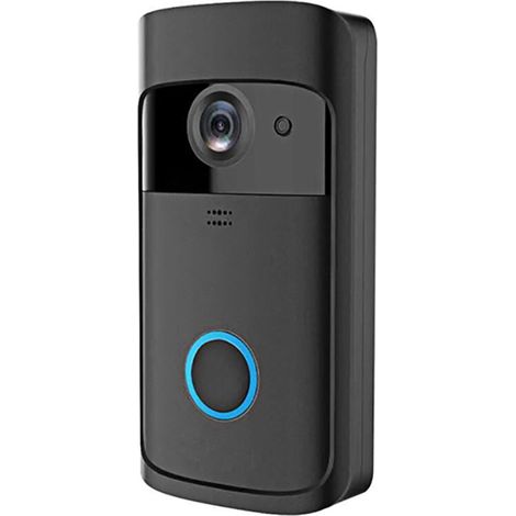 Sonnette vidéo sans fil 720p avec interphone vidéo en temps réel, détection PIR, vision nocturne, communication bidirectionnelle, caméra de sécurité domestique avec objectif à 166° et stockage cloud, (1/3)