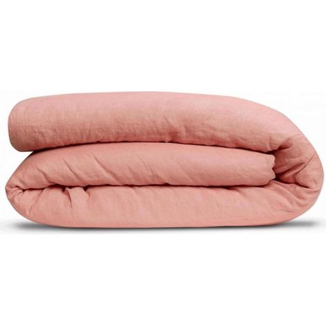 VIVARAISE - Housse de couette Vivaraise Linco - Blush - Recto 100% lin / verso 100% coton - 240 x 220 cm (1/2)