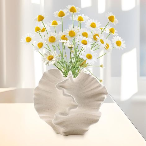 Vase en Céramique, Récipient D'art Nordique Vases à Fleurs, Vase Corail en Céramique pour Décoration De Maison Moderne Minimaliste, Vase Céramique Beige Table à Manger, Salon, Chambre à Coucher (1/5)
