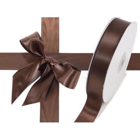 Nastro in doppio raso color marrone cioccolato, mm 25 x 50 m
