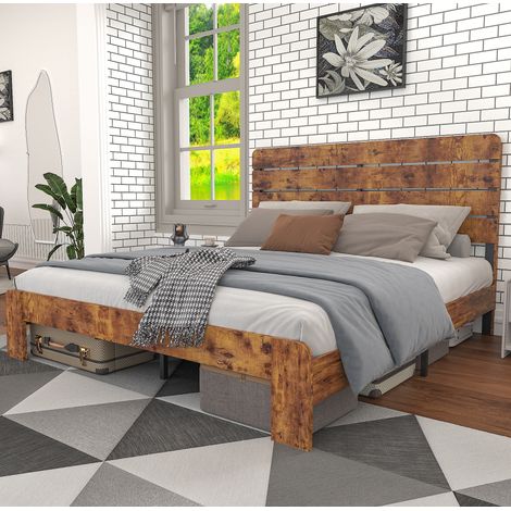 Cama dormitorio 140x200 con cabecero bicolor OKMYHOME (1/5)