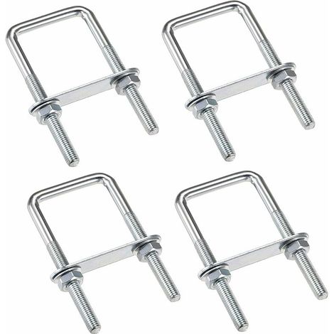Lntyq Stück U-Bolzen m6 U-Bolzen 80 x 50 mm, Edelstahl-U-Bolzen mit Mutternplatten und Unterlegscheibe, Klemmbolzen zur Befestigung von Rohren, für Rohrdurchmesser unter 50 mm, Ve (1/5)