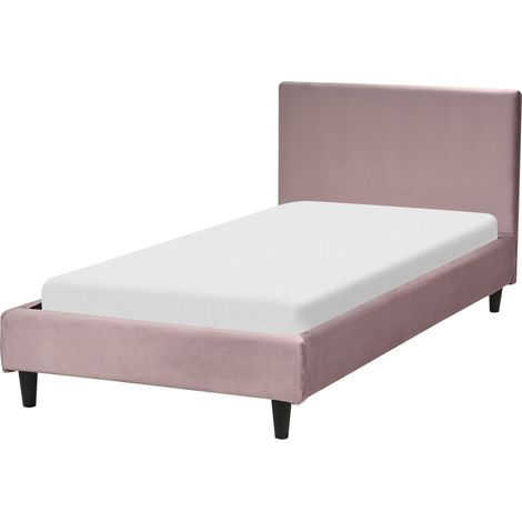 Bett mit Lattenrost Samtstoff FITOU 90 x 200 cm Rosa