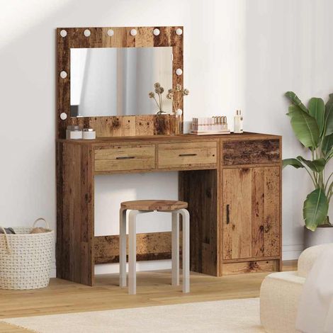 Schminktisch mit Spiegelbeleuchtung 2 pcs Braun Holzwerkstoff