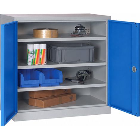 Armoire de rangement acier bleue - 3 étagères charge 150kg/niveau - Dim. 1000x1000x500mm - W030090036-GCBI (1/5)