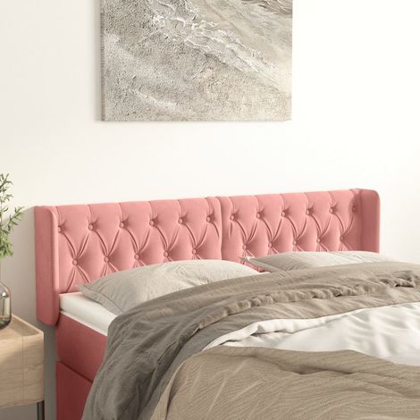 Tête de lit avec oreilles,Panneau de lit,Pour Lit adulte,Décoration murale Rose 147x16x78/88 cm Velours XZZ897695 (1/5)