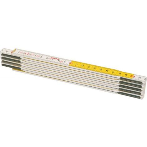 DOPPIO METRO BIANCO/GIALLO IN LEGNO PIEGHEVOLE PROFESSIONALE A MOLLA 2 MT 37887