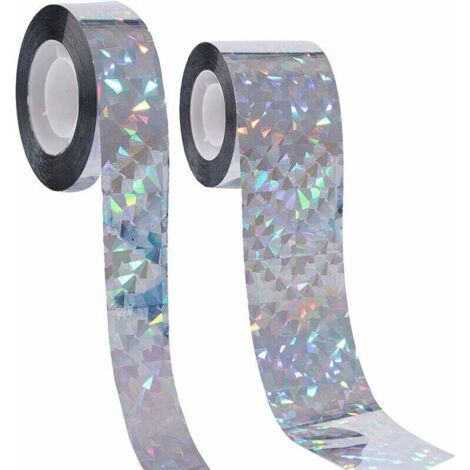 Lot de 2 bandes anti-pigeons - 80 m - Bandes réfléchissantes brillantes et réfléchissantes - Pour défense paisible des pigeons, oiseaux, chats et autres animaux (1/4)