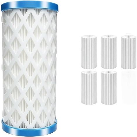 Lot de 5 cartouches filtrantes réutilisables pour piscines hors sol Intex de type AC III avec papier filtre remplaçable Bleu/blanc (1/5)