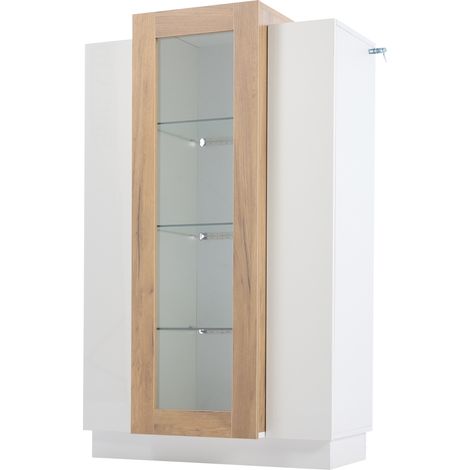 Vitrina de salón 74 x 40 x 120 cm con 3 puertas LED y estantes de cristal (1/5)