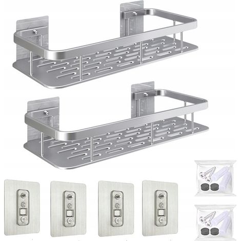 2 RESTAURANTES DE DUCHA DE BAÑO AUTOADHESIVOS PLATEADOS PARA MONTAJE EN PARED