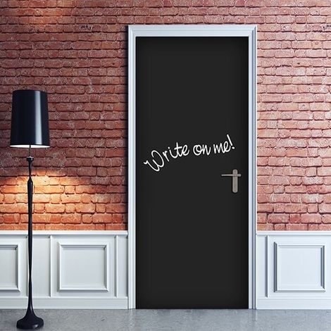 Adesivi per Porte in PVC Premium Lavagna, Door Cover Blackboard, Applicazione Facile e Senza Bolle, Rivestimenti per Porte da Interno 83 x 210 Rifilabili, Gessetto Incluso (1/4)