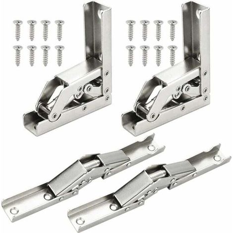 Bisagras plegables de 90 grados de acero inoxidable, 4 unidades, invisibles, para armarios de cocina, con 16 tornillos, para puertas de armarios, 6,8 x 6,8 x 2,2 cm. (1/4)
