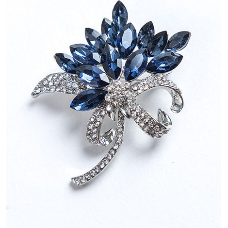 Broche en cristal strass, grande broche en alliage de fleurs, broche de forme décorative (1/2)