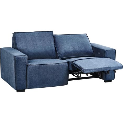 Canapé Moderne Électrique 2 Places en Tissu Rembourré Meuble Détente Bleu Nukari