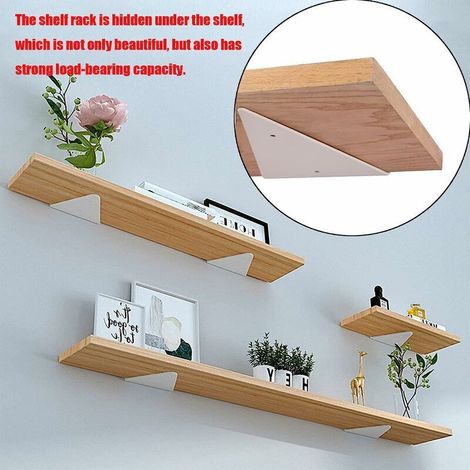 Supporti da parete flottanti metallici, set di 4, colore bianco, adatti per salotto, camera e bagno - (1/2)