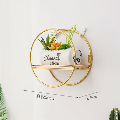 Wandregal aus Eisen im nordischen Stil, weißer und goldener Hängekorb für Badezimmer, Küche und Wohnzimmer, runde Wandaufbewahrung. (1/2)