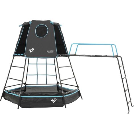 Tp Toys – Aire de jeux métal explorer tour noir – pont de singe – piscine à balles – h.201 cm – pour enfants 3 à 12 ans (1/5)